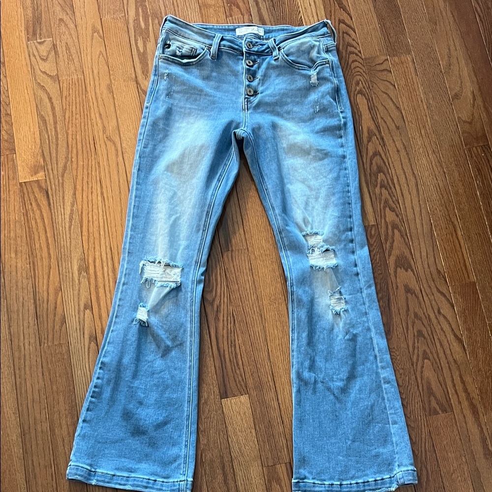 KanCan Light Blue Distressed Flare Jeans